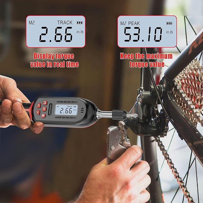 VANPO Digital Torque Screwdriver, 2.65-53.10 in.lb, ±2% Accuracy, | 1/4 Inch Screwdriver Torque Wrench Set with Buzzer/LED Indicator Notification for Bike Repairing, Tools & Mounting