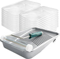 Mister Rui Paint Tray, 22 Pack 9 Inch Paint Roller Trays, Disposable Paint Tray with Liners and 5 Wire Roller Frame, Plastic Paint Trays for Painting Walls