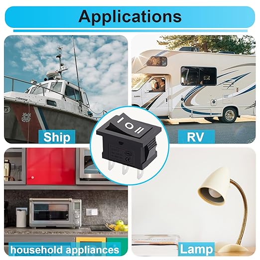 TWTADE 6Pcs 12V Rocker Switch On/Off/On 3 Pin 3 Position Car Auto Boat Rocker Toggle Switch AC 6A/250V 10A/125V KCD1-2-103-BK