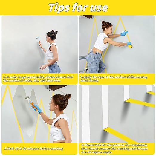 Oleitodh 22 Rolls Yellow Painters Tape Bulk 2 inch x 55 Yards, Painters Masking Tape No Residue Wall Painting Tape Artist Tape Trim Edge Finishing Tape for Wall Painting Decoration DIY Supplies