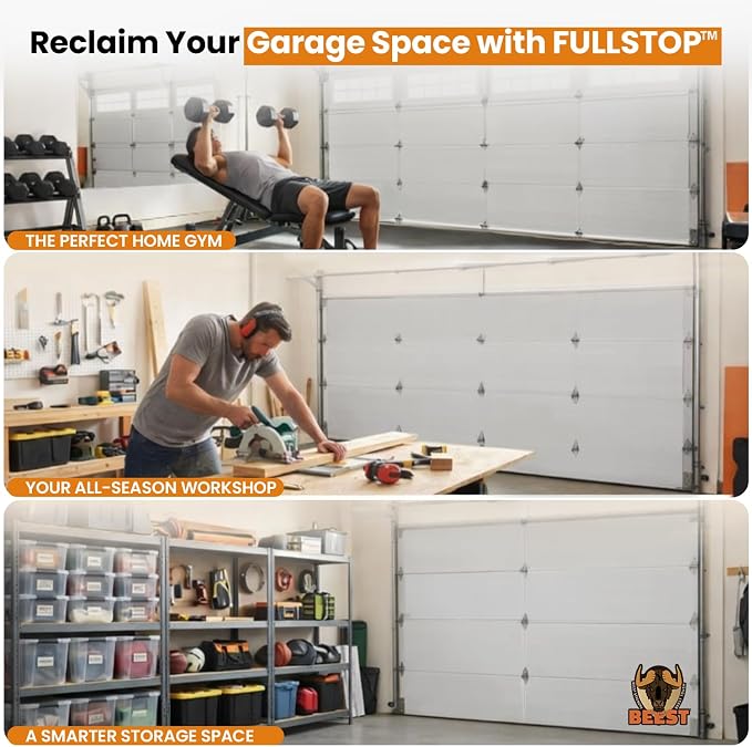 BEEST FULLSTOP Garage Door Insulation Kit - 16x7 & 16x8ft Double Garage Door Insulation Panels - 16 Pre-Cut 24x48 Foam-Core Panels w/ Tape, Cutter & Squeegee - Improve Garage Comfort Year-Round
