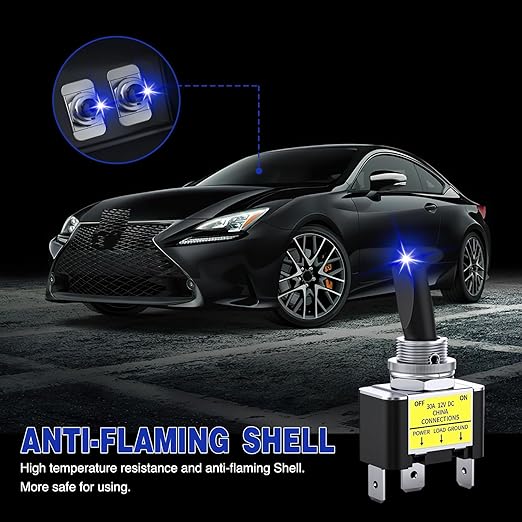 Nilight 2PCS Blue LED Toggle Switch 12V DC 30A 3 Pin On Off 2 Position Heavy Duty Rocker Switch with 14AWG Wire for Automotive Cars Trucks Boats Racing Cars Auto Boat