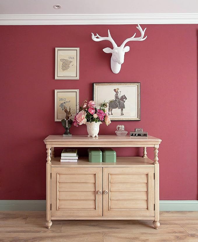 Safiyya 393"x17.7" Red Peel and Stick Wallpaper Rose Red Contact Paper Solid Color Wall Paper Decorative Waterproof Removable Wallpaper for Wall Vinyl Roll