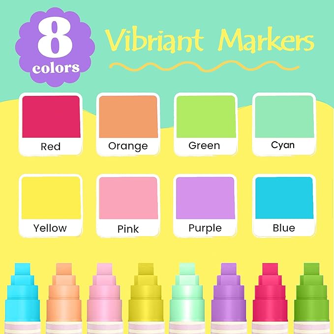 Celepen Window Chalk Markers for Cars Glass Washable, 8 Colors Macaron Jumbo Liquid Chalk Marker Pens with 10mm 3 in 1 Nib Wide Tip, Chalkboard Markers Car Window Paint Pen for Auto, Mirror, Poster
