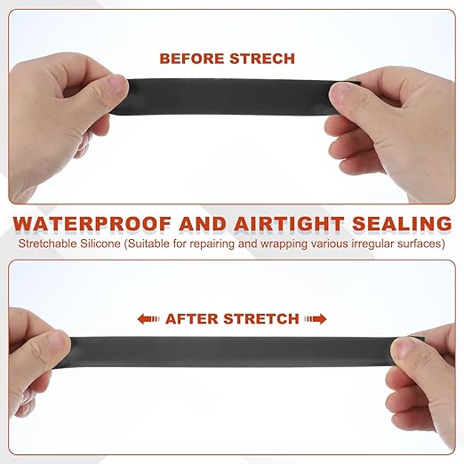 uxcell 2 Pcs Self Fusing Silicone Tape, 1" x 5ft Waterproof Water Leak Sealing Tape for Plumbing Pipe Hose Repair Handles, Black