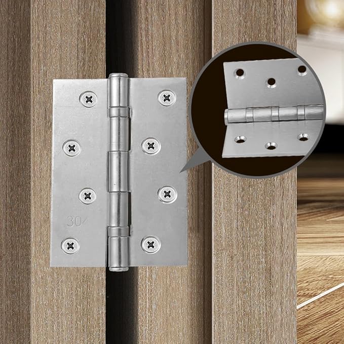 10 Sets of 3.5-inch Silver Door Hinges, Suitable for Doors and Windows, Furniture, Wooden crates, pet Houses, cabinets, Sturdy and Durable 304 Silver Household Door Hinges