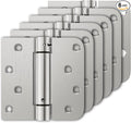 Luxbaro 6 Pack Self Closing Door Hinges, 4 Inch Spring Loaded Hinges with Square & 5/8'' Radius Corners, Adjustable Tension for Garage, Front Door, for Left and Right Hand Door, UL Listed
