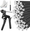 150PCS 11.8Inch 304 Steel Cable‑Ties Kit with Gun, Screwdriver & Gloves | High‑strength 304‑steel zip ties provide long‑lasting secure fastening for outdoor‑fence installations.