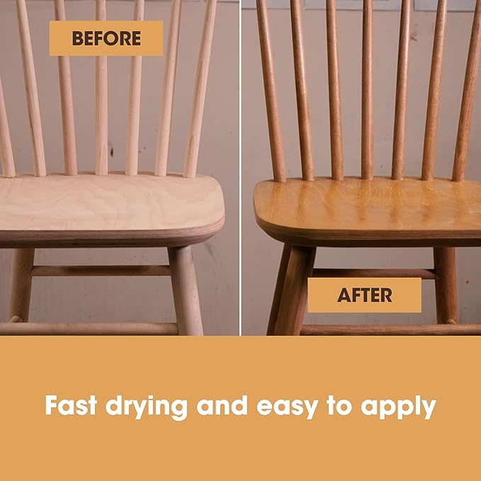 Furniture Clinic Wood Stain | Mahogany | Water Based | Fast Drying, Low Odor, & Non-Toxic | for Indoor & Outdoor Furniture and More | Multiple Finishes | (17oz / 500ml)