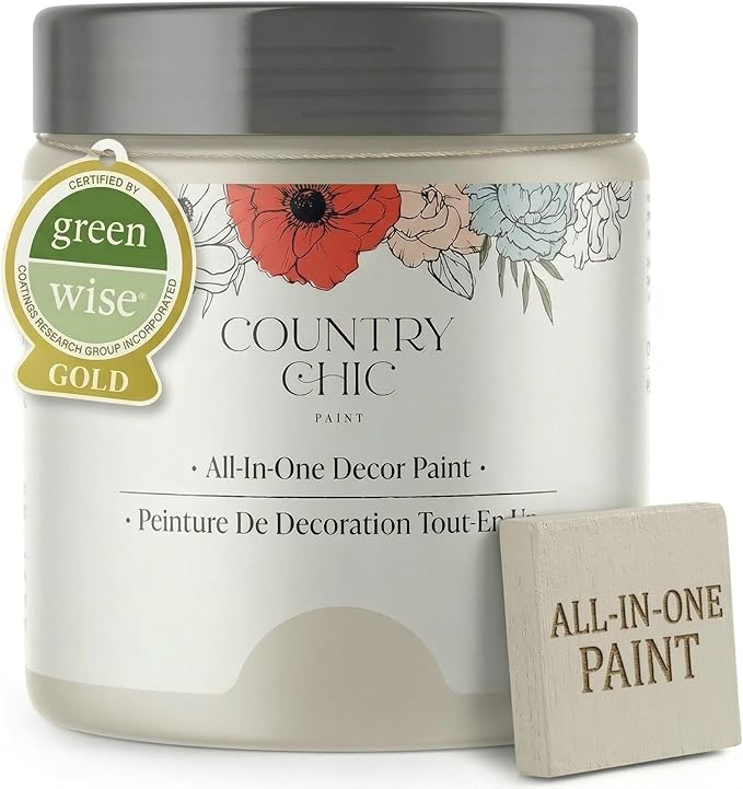 Country Chic All-in-One Chalk Paint for Furniture, Cabinets, Home Decor, Eco-Friendly, Matte Finish, Built-In Primer & Top Coat for Wood, Metal - Ethereal Mist (Light Grey) - Pint 16 oz (475 ml)
