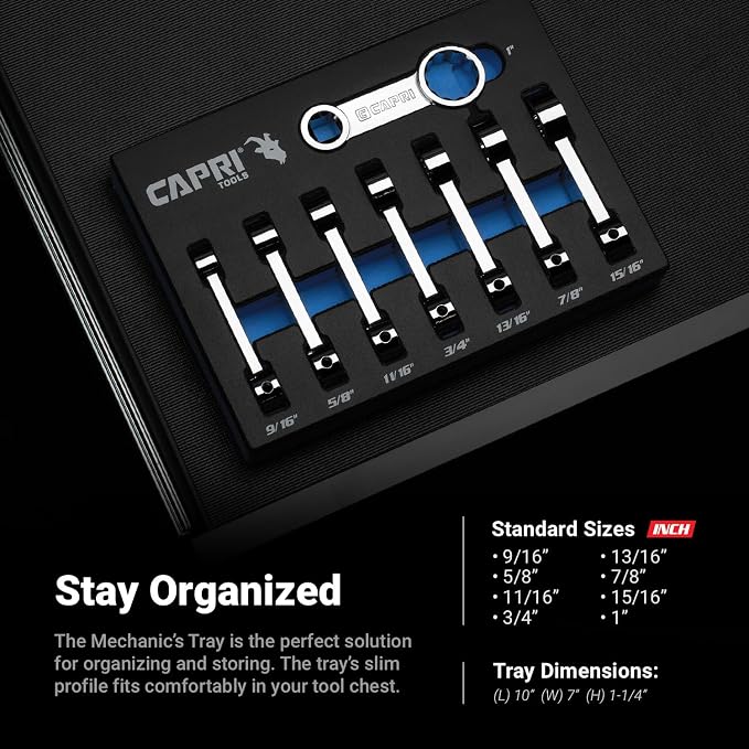 Capri Tools 1/2 in. Drive Torque Adapter Set, 12-Point Box End, 9/16 to 1 in., SAE, 8-Piece with Mechanic's Tray