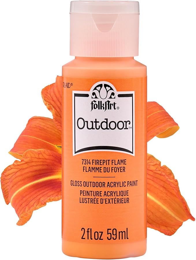 FolkArt Outdoor Acrylic Craft Paint, Gloss Finish, Firepit Flame, 2 fl oz