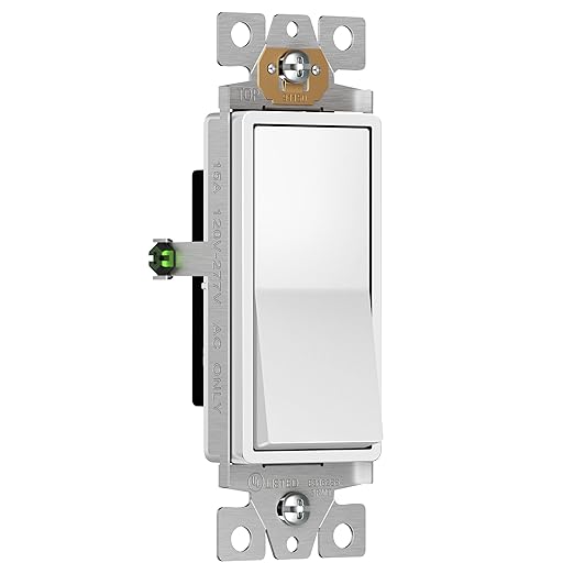 ENERLITES Decorator Paddle Rocker Light Switch, Gloss Finish, Single Pole, 3 Wire, Grounding Screw, Residential Grade, 15A 120V/277V, UL Listed, 91150-W-40PCS, White (40 Pack)