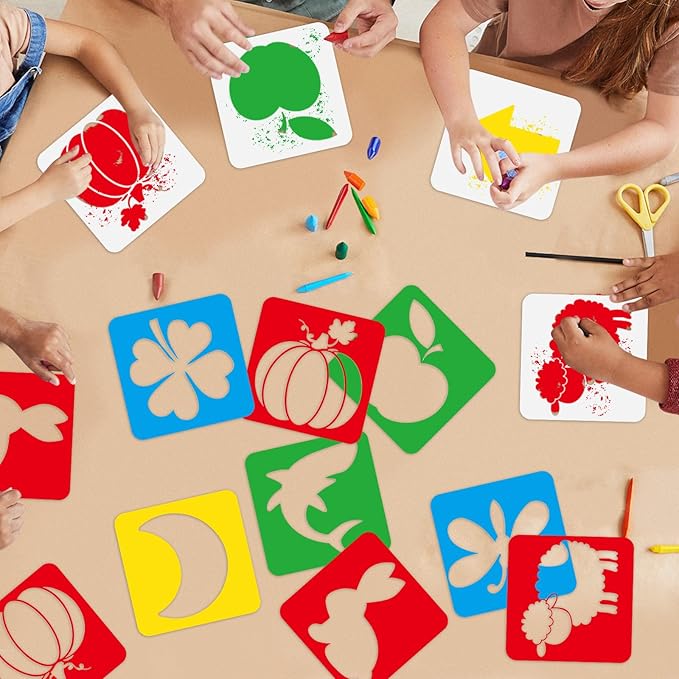 36pcs Drawing Stencils for 8 Inch Sidewalk Chalk Stencils Painting Large Washable Reusable Themed Shape Template