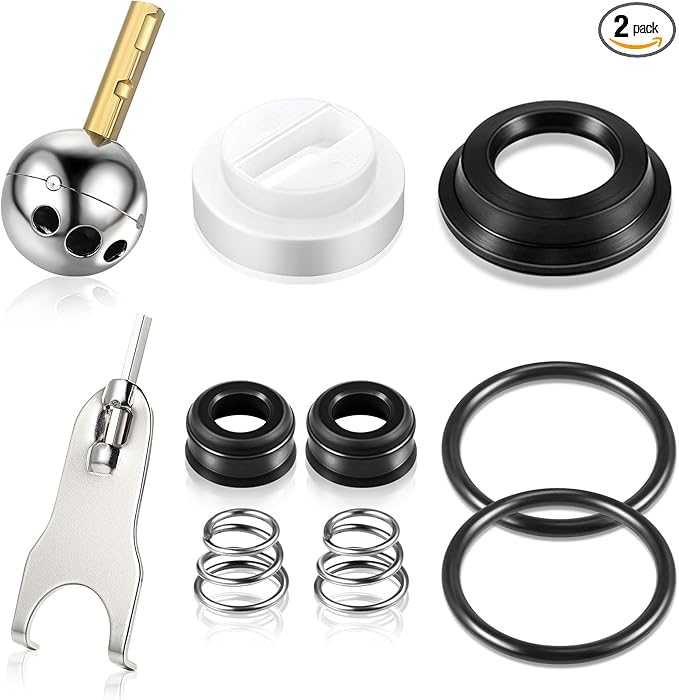 Dreyoo Single Handle Faucet Repair Kit with RP212 Stainless Steel Ball Valves and Knob Handles, Compatible with Delta/Peerless Single Handle Faucets, Replacement for RP77739 and 86971(2 Pack)