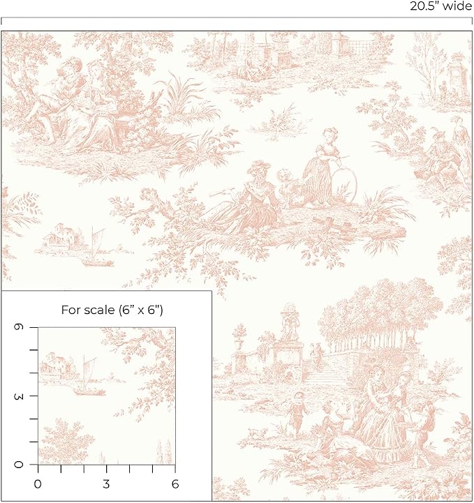 NextWall Chateau Toile Peel and Stick Wallpaper (Blush)