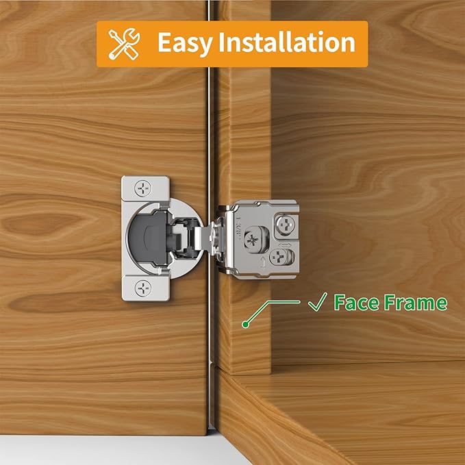 Chibery 20 Pack 1-3/8" Overlay 3D Soft Close Concealed Hinge for Face Frame Door, Smooth Slow Self Closing Hinges, Satin Nickel, Hidden 105° Open Angle Stainless Steel Hinge for Kitchen Cabinet Door
