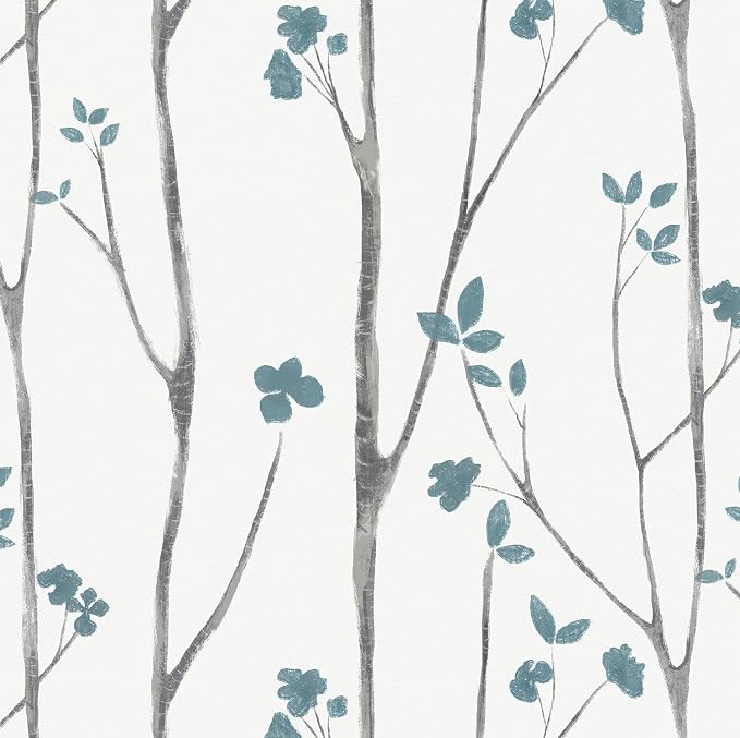 Timeet Peel and Stick Wallpaper White and Blue Floral Wallpaper Boho Leaf Contact Paper Self Adhesive Removable Wall Paper for Bedroom Bathroom Cabinet Wall Decoration 16"x78.7"