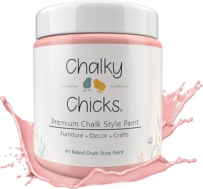 Chalky Chicks 16 Fl Oz Matte Sweet 16 Pink Chalk Paint for Furniture Without Sanding - No Prep Furniture Paint No Sanding All in One for Crafts, Wood, Walls, Cabinet, Metal, Dresser, Farmhouse