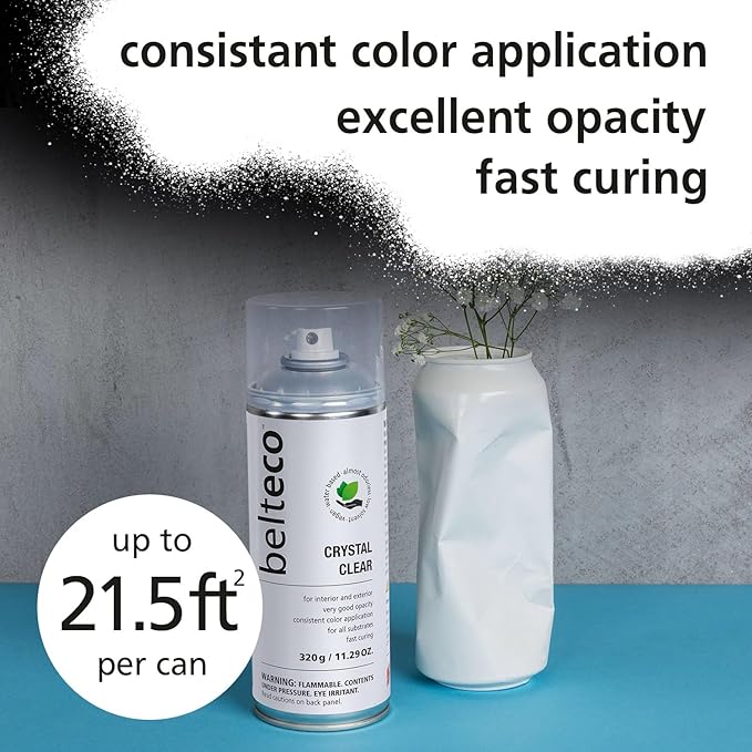 Crystal Clear High Gloss Spray Paint | Water based & Odorless | Eco-Friendly & Vegan | Weather & UV-Resistant | For all Substrates | Fast Drying with High Coverage | For Indoor/Outdoor Use