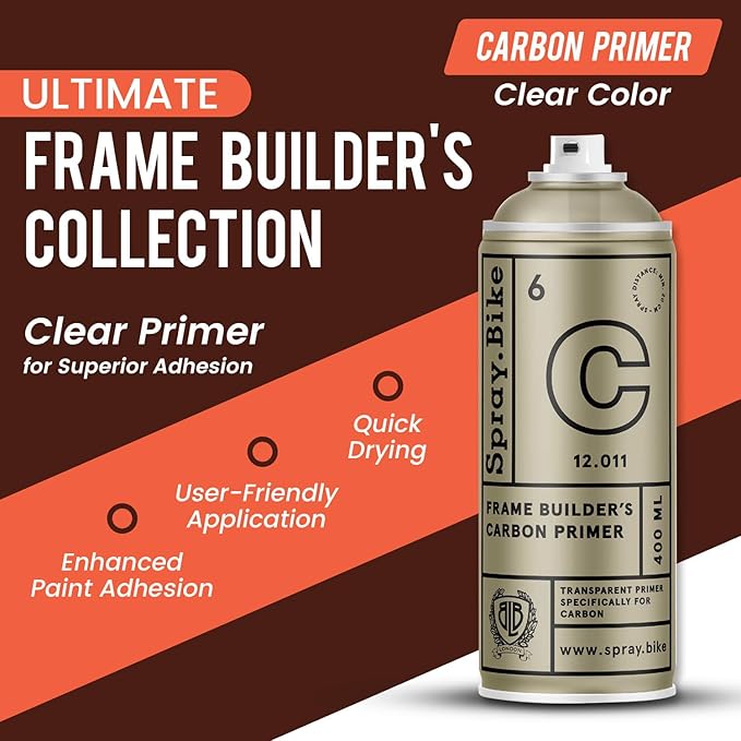 Spray.Bike Frame Builder's Carbon Primer | Clear Spray Primer for Carbon Fiber & Resin Composite Bike Frames | Spray Paint for Bike Painting | Superior Coverage, Super Grip, Quick Dry | 400ml, Clear