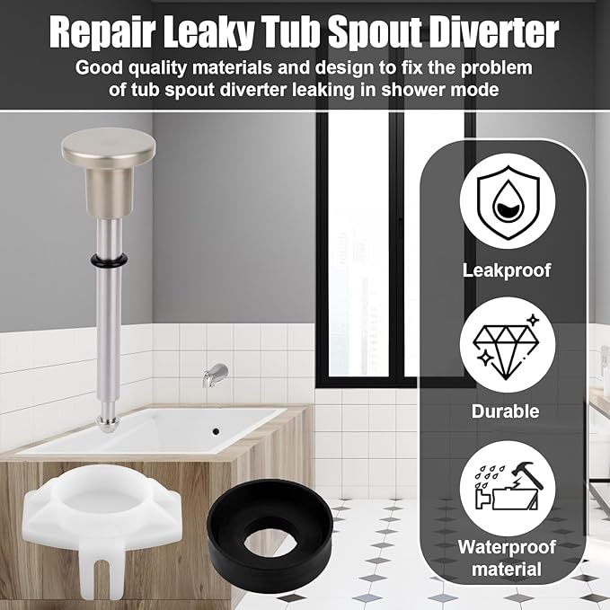 Tub Spout Diverter Repair Kit, Including Diverter Valve Stem and Seal Durable and Easy to Install Bathroom Shower Leaky Bathtub Faucet Bathtub Spout Repair Kit