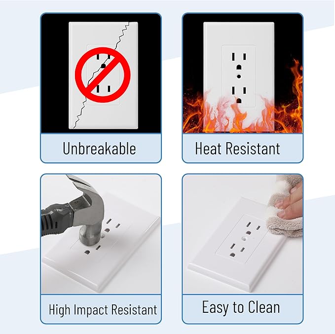 Bates- Duplex Wall Outlet Cover, 20 Pack, White Wall Plates