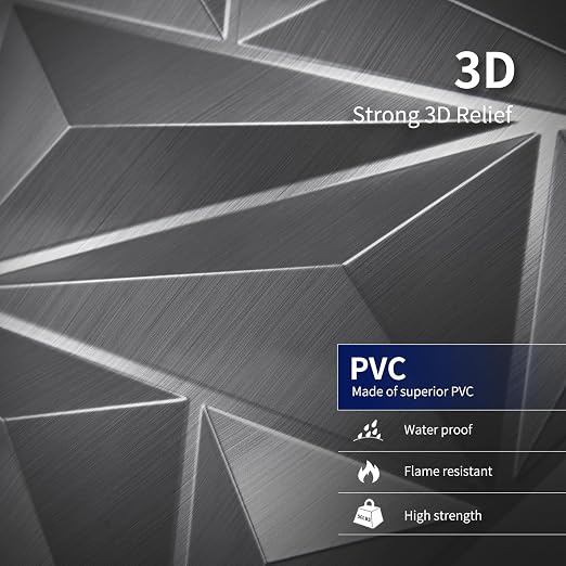 33 Pack 3D Wall Panel Diamond for Interior Wall Décor, PVC Textured Wall Panels, 12''x12'' Cover 32.Sq.Ft. Silver