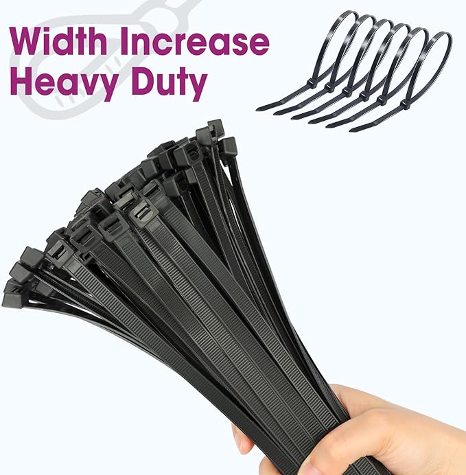 100 PCS Zip Ties 24 Inch Heavy Duty, Large Cable Ties 500lbs Tensile Strength, Black Zip Ties for Indoor and Outdoor Use, UV Resistant Wire Ties