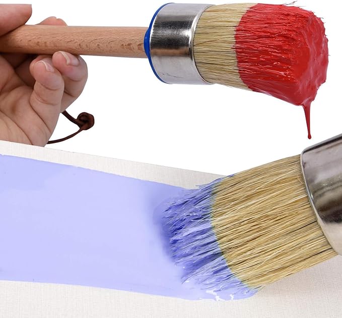 Chalk Paint Brush Set – 3 Pcs Chalk Paint for Furniture Natural Bristle Painting & Waxing Brushes, Painting Stencil, DIY Furniture, Home Decor, Card Making, DIY Art Crafts