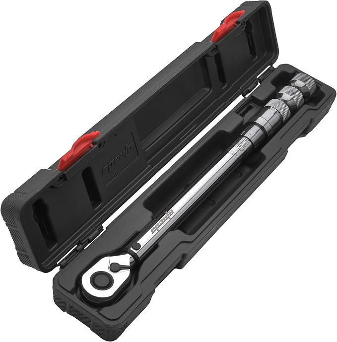 EPAuto 1/2-Inch Spring-Loaded Ring Locking Torque Wrench, 10~150 ft-lb | 1/2-Inch Spring-Loaded High-Contrast Scale, and Click Alert, with Dual Direction Adjustment, 10~150 ft-lb, Cr-V