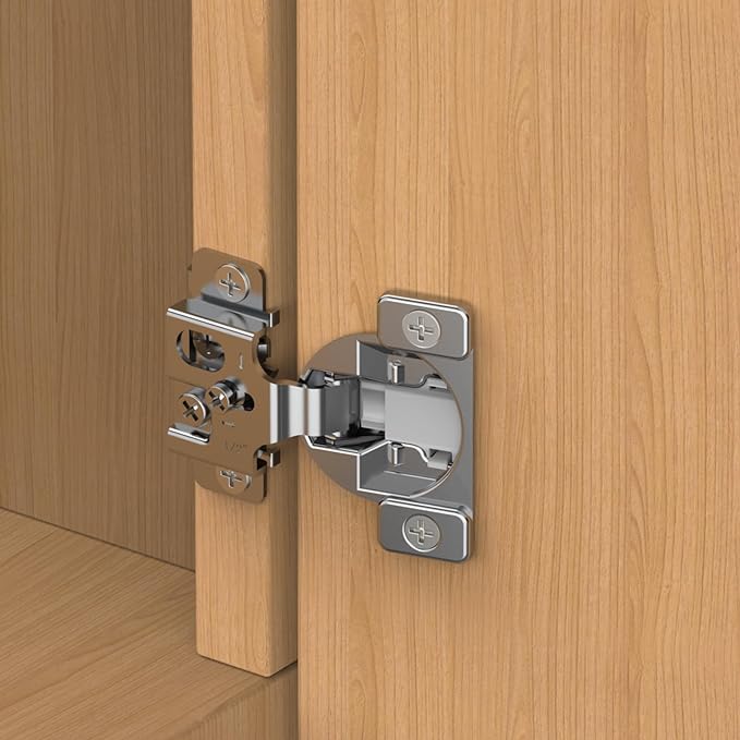 Chibery 10 Pack 1/2" Overlay 3D Soft Close Concealed Hinge, Face Frame Door, Small Angle Slow Close, Self Closing Hidden Satin Nickel, 105° Concealed Stainless Steel Hinges for Kitchen Cabinet Door