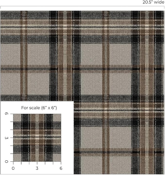 NextWall Harry & Grace Herringbone Plaid Premium Matte Non-Woven Peel and Stick Wallpaper (Cliffside)