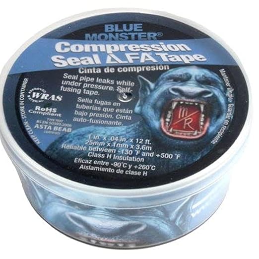Blue Monster Compression Seal Tape, 12 ft x 1" Roll, Pack of 4 – Self-Fusing Silicone Tape for Leak Repair, Waterproof Seal for Plumbing, Pipes & Hoses, Seals Leaks Up to 150 PSI