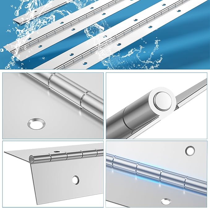 EPHECH Heavy Duty Piano Hinges 18Inch, 2PCS Stainless Steel Piano Hinge with Hole, 0.05" Thickness/1.2" Open Width Continuous Hinge for Folding Cabinet Door Butt Hinge