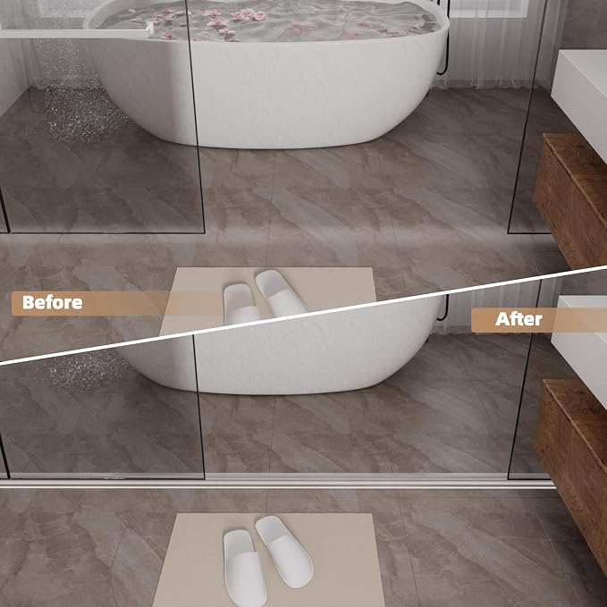 118” Transparent Shower Threshold Water Dam Stopper for Dry and Wet Separation,Self Adhesive Collapsible Walk in Shower Splash Guard Seal Strip,Silicone Sink Edge Water Barrier for Bathroom,Kitchen