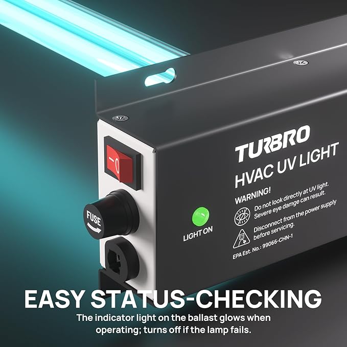 TURBRO AC 120V 36W HVAC UV Light Kit Air Purifier, ETL&CARB Certified, Comes with a 15.2 in 4-Pin 2G11 Base Lamp, Installation Template, and Ballast, for Cleaning Air and Ducted AC Systems, UV36P
