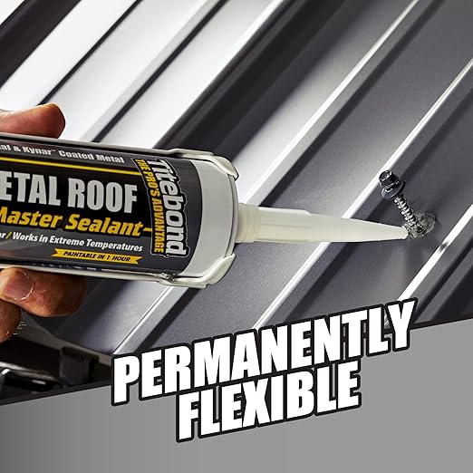 Titebond WeatherMaster Metal Roof Sealant, Silver – Premium Polymer Caulk for Aluminum, Copper, Galvanized Steel & Coated Metals, UV-Resistant – 62611, 9.5 Oz. Cartridge
