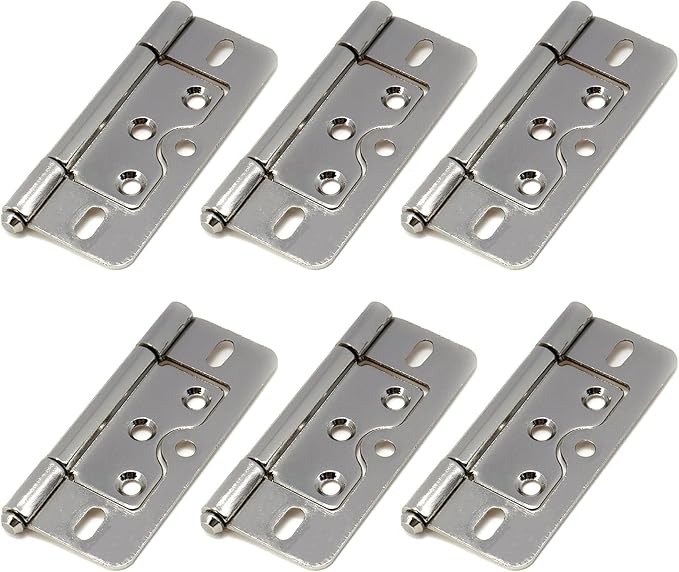 Wealrit 6 pcs Silver Door Hinges 3 Inch Length Non-Mortise Hinges Heavy Duty Door Hinges Bifold Butt Hinges with Screws