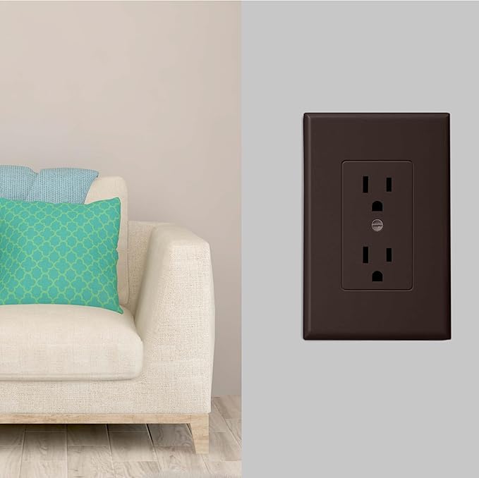 Bates- 1-Gang Duplex Wall Plate, 3.18"x 4.98", 10 Pack, Dark Brown, Unbreakable Electrical Outlet Cover Plates, Heat & Impact Resistant, Easy-to-Clean, Duplex Receptacle Cover for Home & Office
