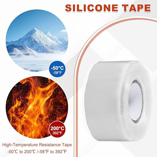 uxcell 2 Pcs Self Fusing Silicone Tape, 1" x 10ft Waterproof Water Leak Sealing Tape for Plumbing Pipe Hose Repair Handles, White