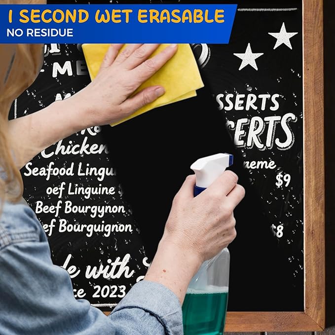 SFAIH Liquid Chalk Markers for Blackboard - White 8 Pack 0.7mm Fine Tip, Wet Erase Chalk Marker for Chalkboard, Menu, Bistro, Signs, Windows, Glass, Labels, [1s Wet Wipe] - No Residue