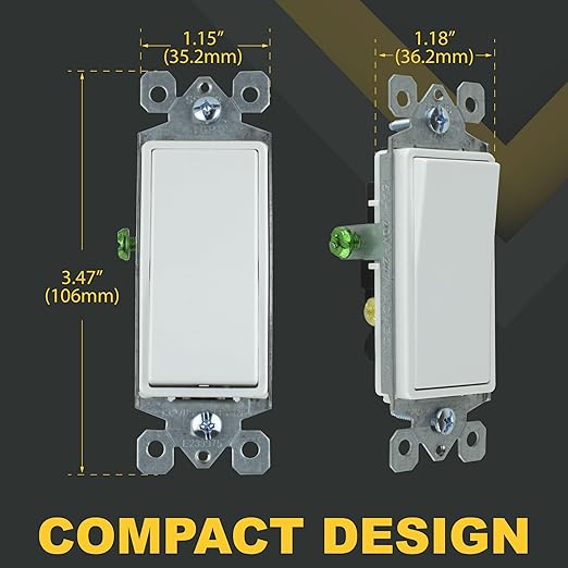 Faith 3-Way Decorator Paddle Wall Light Switch, 15A 120/277V, On/Off Rocker, White