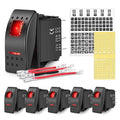 Nilight 6 Pack Rocker Switches with Night Glow Stickers 5 PIN SPST Red Backlit 12V/24V Toggle for Cars Trucks RVs Boats Auto Motorcycles