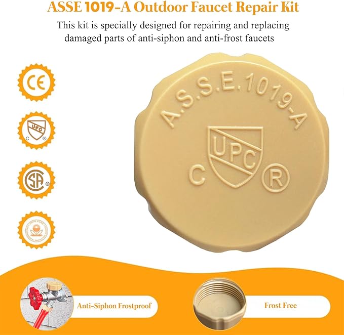 Vacuum Breaker Repair Kit, Anti-Siphon Frostproof Faucet Valve Hose Faucet Fitting Vacuum Breaker Replacement Kit for VACVBKX1B (1 Pack ASSE 1019-A Repair Kit)