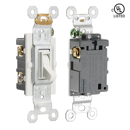 Baomain 6-Pack 15 Amp Toggle Light Switch, 3-Way, Residential/Commercial Grade, On/Off Switch, Glossy White, UL Certified