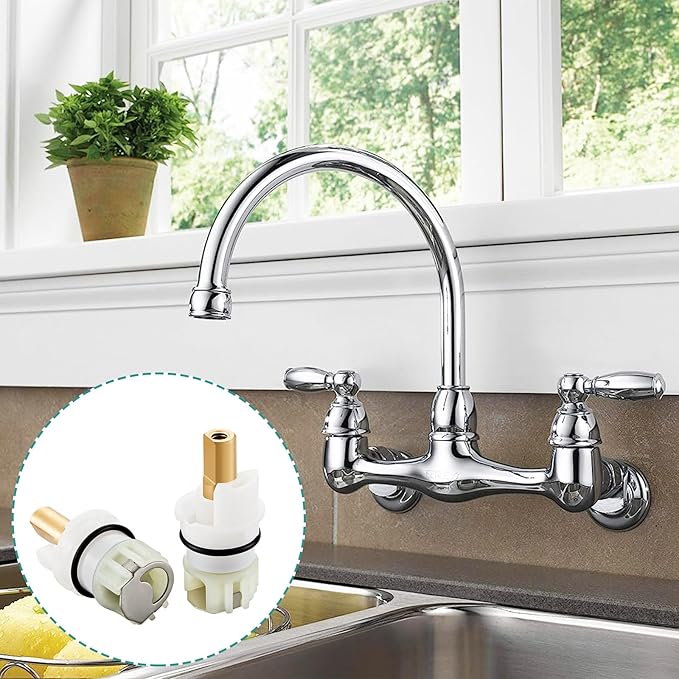 RP25513 faucet stem assembly Replacement Kit for two handle faucet repair kit with RP24096 Cartridge RP4993 Seats Springs RP24097 1/4 Turn stop, 2 Pack