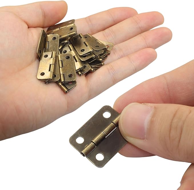 Murtenze 24Pcs Butt Hinge, 1" x 3/4" Metal Foldable Door Hinges with Screws for Cabinet Door Closet, Jewelry, Wooden Box (Antique Bronze)