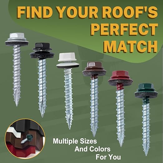 LIONMAX Metal Roofing Screws #10 × 3 Inch, 300-PCS, Black Painted Hex Head Sheet Metal Roof Screws, Rubber Washer, Sharp Point, Metal to Wood Siding Screw, Hex Socket Included
