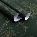 Froluya Green and Gold Peel and Stick Wallpaper for Bathroom 17.7in×590.5in | Dark Green Floral Wallpaper Vintage Contact Paper Peel and Stick Flowers Birds Removable Self Adhesive Cabinets Wall Paper